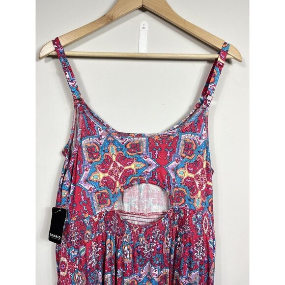 Torrid Dress Womens 2X Pink Sleeveless Maxi Smocked Adustable Straps - Picture 7 of 10